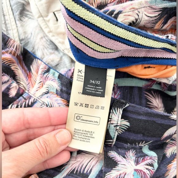 Scotch & Soda Twilt Palm Tree Printed Pleated Chino Linen Blend Pant - Picture 11 of 16